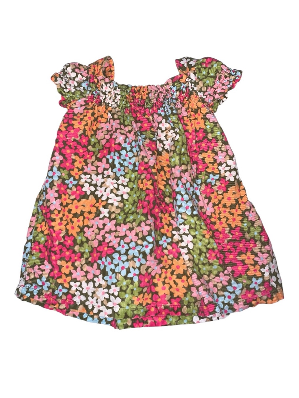 Gymboree Girls 0-3 Months Multicolor Floral Smocked Neck Spring Summer Dress